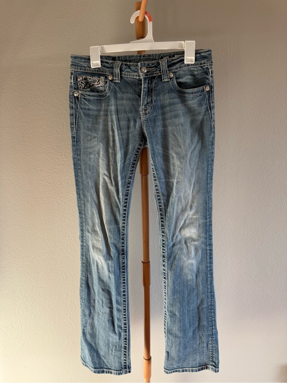 Vintage Y2K Miss Me Blue Denim Low Rise Flare Boot Jeans Women’s Size 30